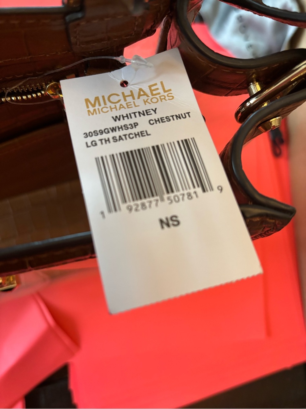 Michael Kors Clear Shoulder Bag with Brown Croc-Embossed Trim and Gold Hardware - Picture 5 of 7